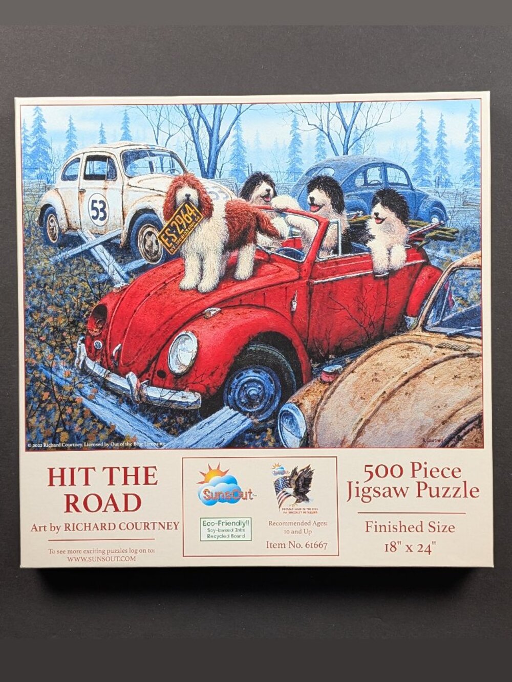 SunsOut Hit the Road 500 Piece Dogs & VW Jigsaw Puzzle